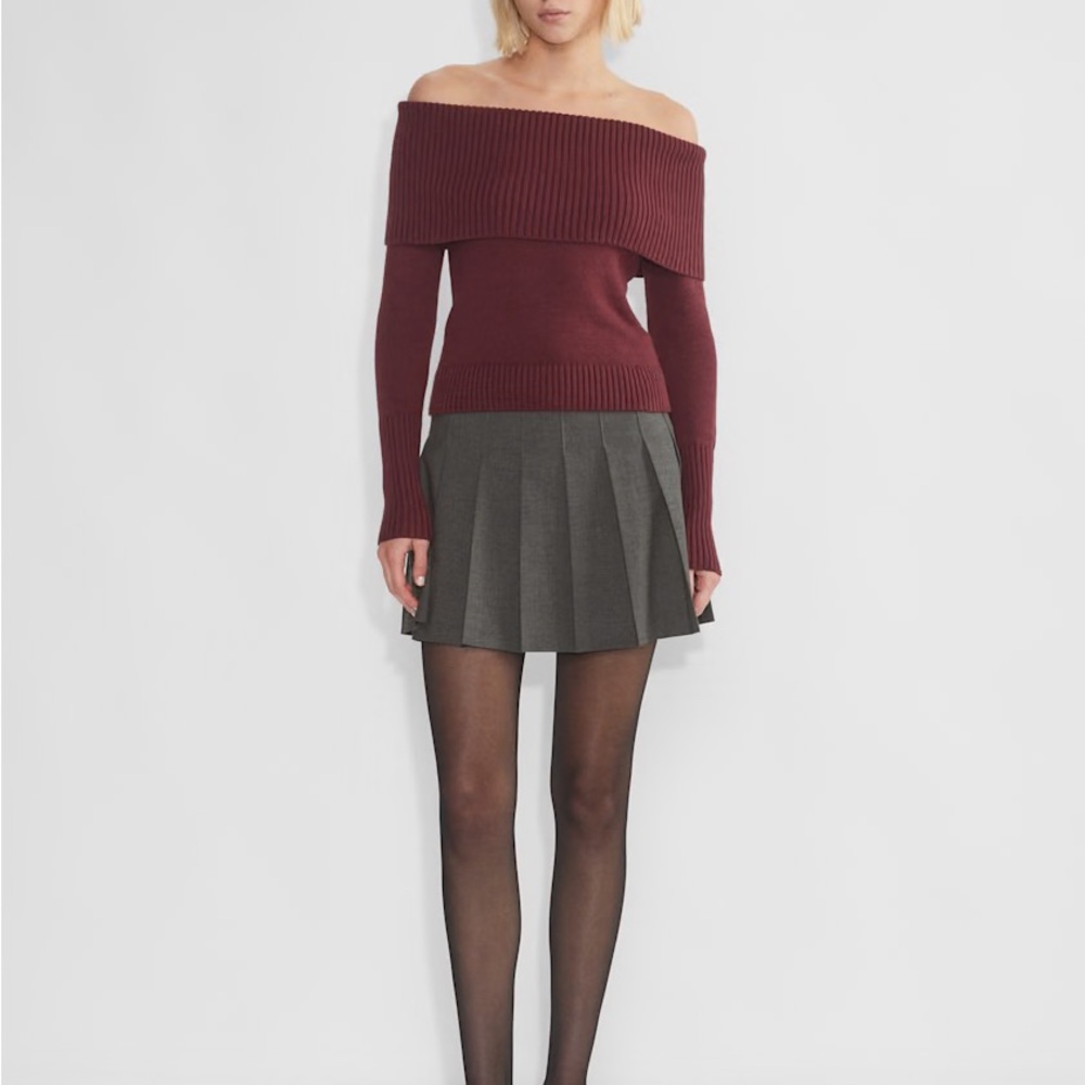 Off-Shoulder Burgundy Sweater